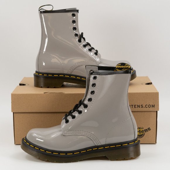 Dr. Martens Women's Patent Leather 'Grey' Lace Up Boot 27635076 Multi Size - Picture 9 of 12